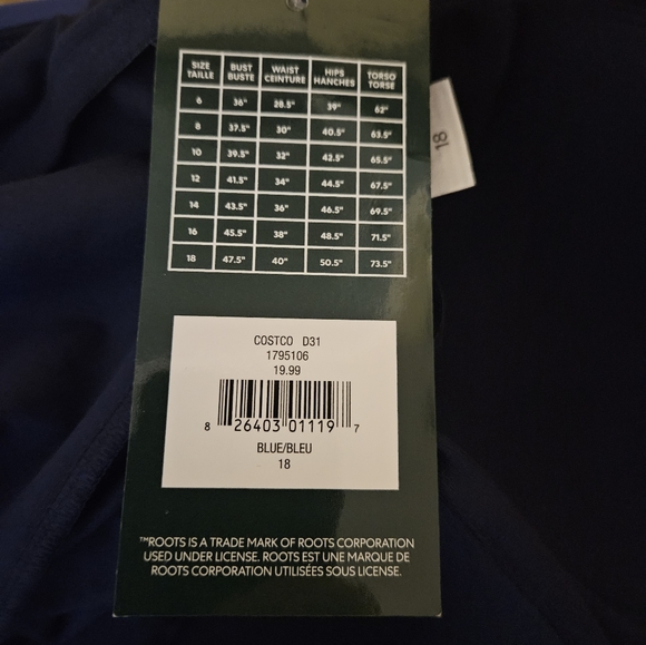 New With Tags Roots One Piece Blue Swimsuit Plus Size 18 - Picture 7 of 7